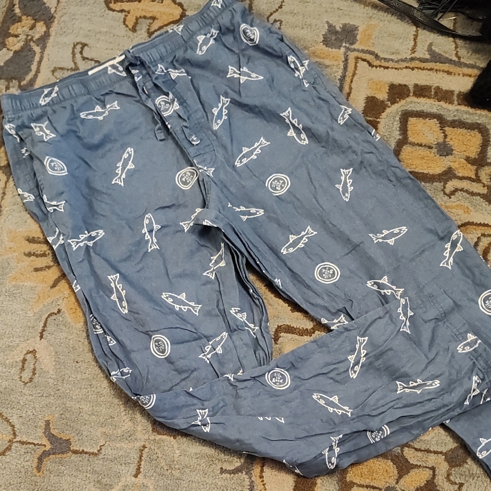 Life Is Good Blue Lounge Pants with White Print